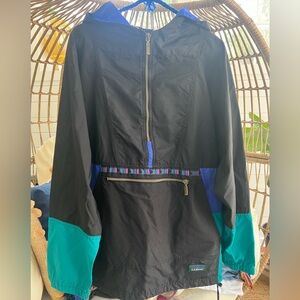 L.L. Bean Black Colorblock Windbreaker 90s Y2K Retro